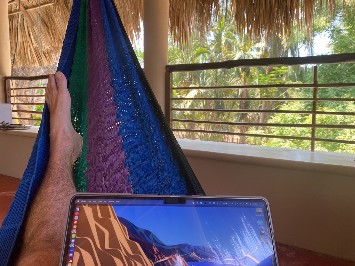 Working from a hammock in Mexico